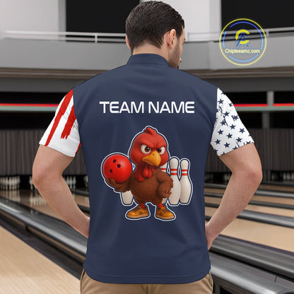 Patriotic Turkey Bowling Shirts for Women Men Team Bowling Jerseys for Thanksgiving MBL179