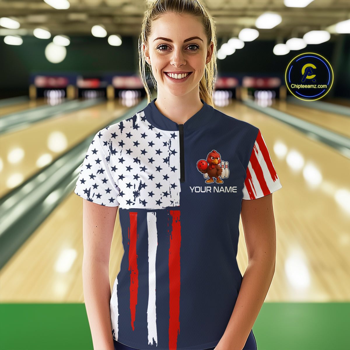 Patriotic Turkey Bowling Shirts for Women Men Team Bowling Jerseys for Thanksgiving MBL179