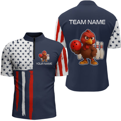 Patriotic Turkey Bowling Shirts for Women Men Team Bowling Jerseys for Thanksgiving MBL179
