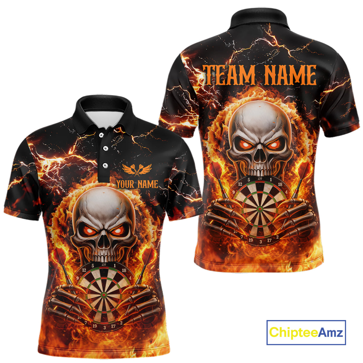 Custom Flame Skull Darts Shirt for Men Darts Team Jerseys Dartboard Shirt Dart League NNT266