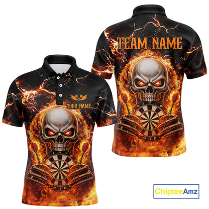 Custom Flame Skull Darts Shirt for Men Darts Team Jerseys Dartboard Shirt Dart League NNT266