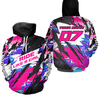 Pink Custom Motocross Hoodie for Men Women Adult Dirt Bike Racing Hoodie Shirt MH469
