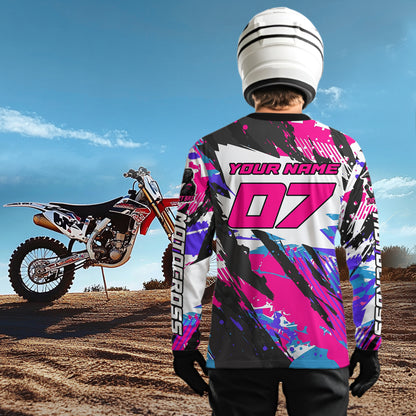 Custom Pink Motocross Racing Jersey Women Kid Men Adult Dirt Bike Off road Shirt XM469