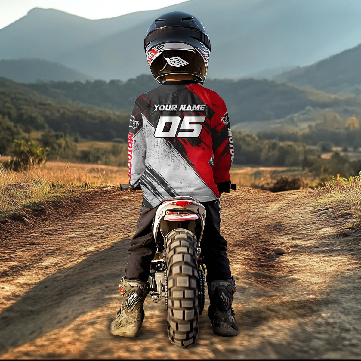 Red and Black Motocross Racing Jersey for Women Kid Men Dirt Bike Off road Shirt XM474