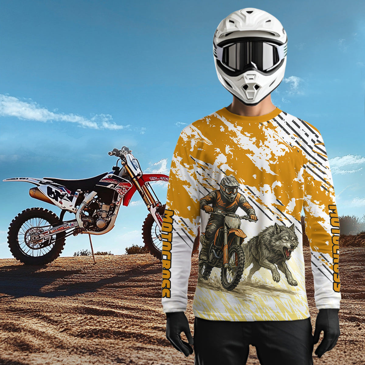 Wolf Motocross Racing Jersey Custom Dirt Bike Shirts for Men Kid Women Riding Jersey XM400