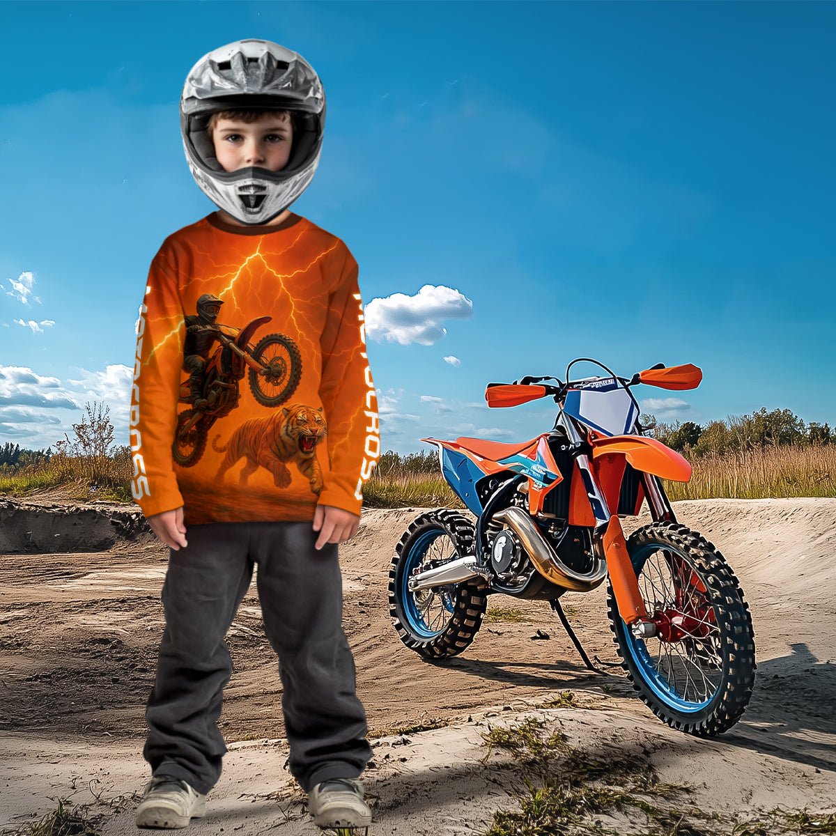 Flaming Tiger Motocross Jersey Custom Tiger Dirt Bike Shirts for Men Kid Women XM405