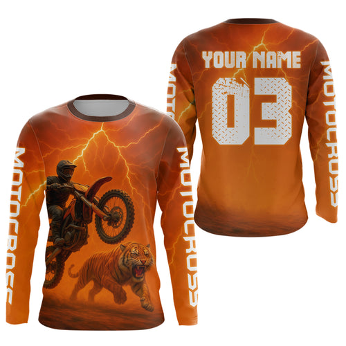 Flaming Tiger Motocross Jersey Custom Tiger Dirt Bike Shirts for Men Kid Women XM405