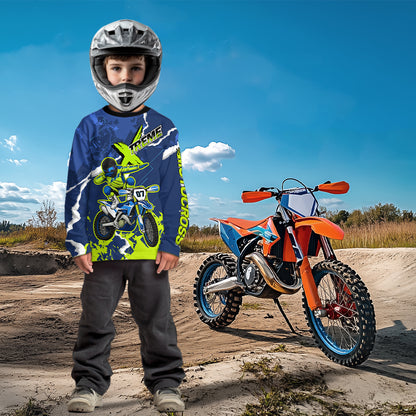 Lightning Motocross Jersey Custom Blue Dirt Bike Shirts Men Kid Women Off Road Jersey XM408