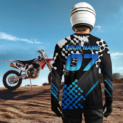 Blue Custom Motocross Racing Jersey for Women Kid Men Dirt Bike Shirts Off road Shirt XM476