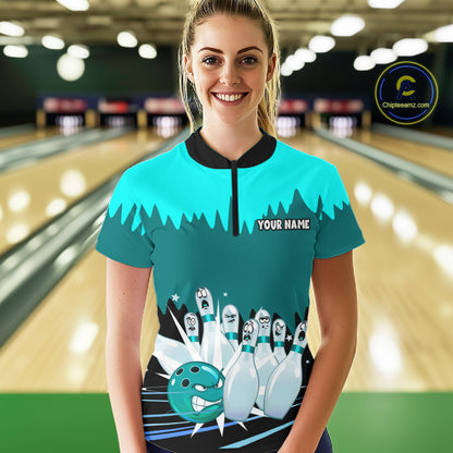 Custom Bowling Shirts for Women Men Bowling Jersey Polo & 1/4 Zip Shirt for Team MBL221