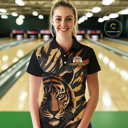 Tiger Bowling Shirts for Team Women Men Custom Tiger Bowling Polo & 1/4 Zip Shirt MBL183