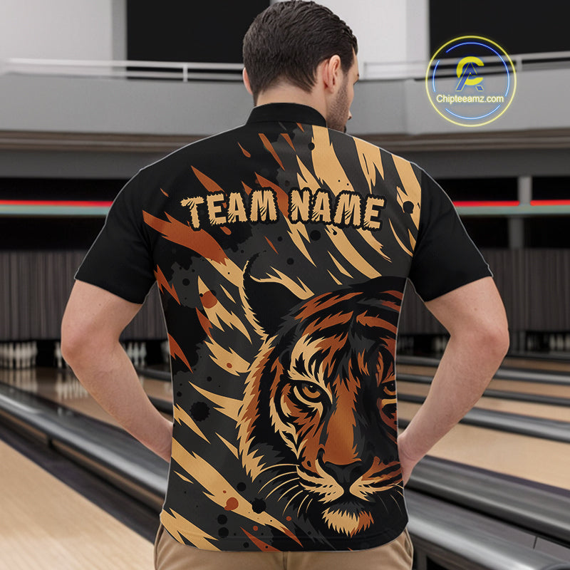 Tiger Bowling Shirts for Team Women Men Custom Tiger Bowling Polo & 1/4 Zip Shirt MBL183