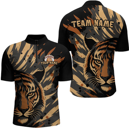 Tiger Bowling Shirts for Team Women Men Custom Tiger Bowling Polo & 1/4 Zip Shirt MBL183