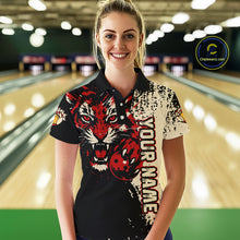 Load image into Gallery viewer, Black&amp;Red Tiger Bowling Shirts for Team Women Men Custom Bowling Polo &amp; 1/4 Zip Shirt MBL185