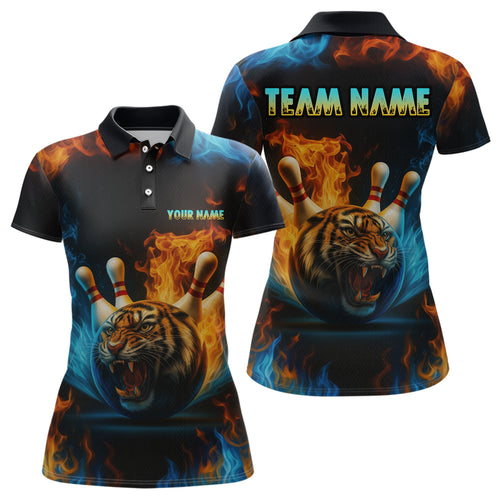 Flame Tiger Bowling Shirts for Team Men Women Custom Bowling Jersey Polo & 1/4 Zip MBL190