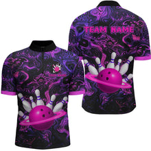 Load image into Gallery viewer, Purple Custom Bowling Shirts for Women Men Team Bowling Jersey Polo &amp; 1/4 Zip Shirt MBL222