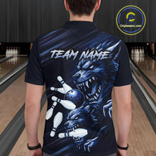 Load image into Gallery viewer, Wolf Bowling Shirts for Team Women Men Custom Blue Wolf Bowling Polo&amp;1/4 Zip MBL192