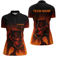 Load image into Gallery viewer, Flame Wolf Bowling Shirts for Team Women Men Custom Wolf Bowling Polo &amp; Quarter Zip MBL195