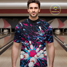 Load image into Gallery viewer, Pink and Purple Bowling Shirts for Team Women Men Bowling Polo and 1/4 Zip Shirt MBL229