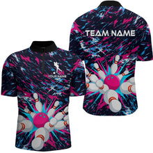Load image into Gallery viewer, Pink and Purple Bowling Shirts for Team Women Men Bowling Polo and 1/4 Zip Shirt MBL229