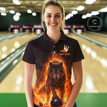 Load image into Gallery viewer, Flaming Wolf Bowling Shirts for Team Women Men Bowling Jersey Bowl Polo&amp;1/4 Zip MBL237