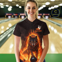 Load image into Gallery viewer, Flaming Wolf Bowling Shirts for Team Women Men Bowling Jersey Bowl Polo&amp;1/4 Zip MBL237