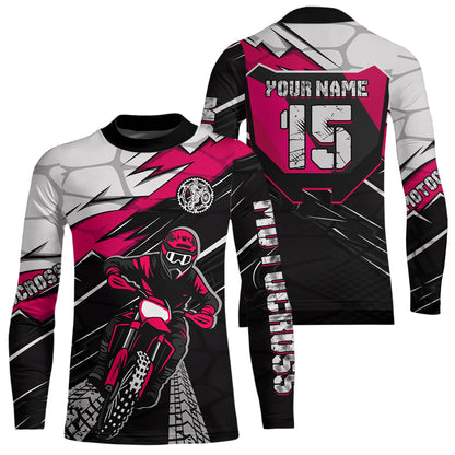 Pink Motocross Jersey Custom Dirt Bike Shirts for Men Kid Women Motorcycle Shirt XM488