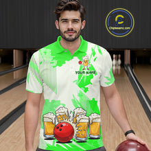 Load image into Gallery viewer, Beer Bowling Shirts Green for Team Women Men Custom Bowling Polo &amp; 1/4 Zip Shirt MBL245