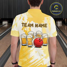 Load image into Gallery viewer, Beer Bowling Shirts Yellow for Team Women Men Custom Bowling Polo &amp; 1/4 Zip Shirt MBL245