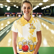 Load image into Gallery viewer, Beer Bowling Shirts Yellow for Team Women Men Custom Bowling Polo &amp; 1/4 Zip Shirt MBL245