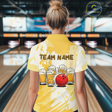 Load image into Gallery viewer, Beer Bowling Shirts Yellow for Team Women Men Custom Bowling Polo &amp; 1/4 Zip Shirt MBL245