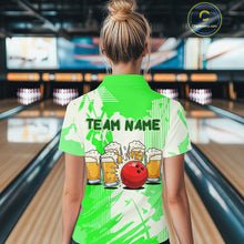 Load image into Gallery viewer, Beer Bowling Shirts Green for Team Women Men Custom Bowling Polo &amp; 1/4 Zip Shirt MBL245