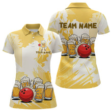 Load image into Gallery viewer, Beer Bowling Shirts Yellow for Team Women Men Custom Bowling Polo &amp; 1/4 Zip Shirt MBL245