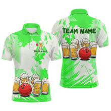 Load image into Gallery viewer, Beer Bowling Shirts Green for Team Women Men Custom Bowling Polo &amp; 1/4 Zip Shirt MBL245