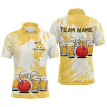 Load image into Gallery viewer, Beer Bowling Shirts Yellow for Team Women Men Custom Bowling Polo &amp; 1/4 Zip Shirt MBL245