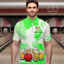 Load image into Gallery viewer, Beer Bowling Shirts Green for Team Women Men Custom Bowling Polo &amp; 1/4 Zip Shirt MBL245