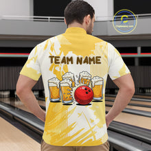 Load image into Gallery viewer, Beer Bowling Shirts Yellow for Team Women Men Custom Bowling Polo &amp; 1/4 Zip Shirt MBL245