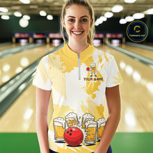 Load image into Gallery viewer, Beer Bowling Shirts Yellow for Team Women Men Custom Bowling Polo &amp; 1/4 Zip Shirt MBL245