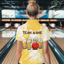 Load image into Gallery viewer, Beer Bowling Shirts Yellow for Team Women Men Custom Bowling Polo &amp; 1/4 Zip Shirt MBL245