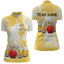 Load image into Gallery viewer, Beer Bowling Shirts Yellow for Team Women Men Custom Bowling Polo &amp; 1/4 Zip Shirt MBL245