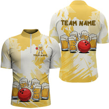 Load image into Gallery viewer, Beer Bowling Shirts Yellow for Team Women Men Custom Bowling Polo &amp; 1/4 Zip Shirt MBL245