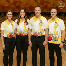 Load image into Gallery viewer, Beer Bowling Shirts Yellow for Team Women Men Custom Bowling Polo &amp; 1/4 Zip Shirt MBL245