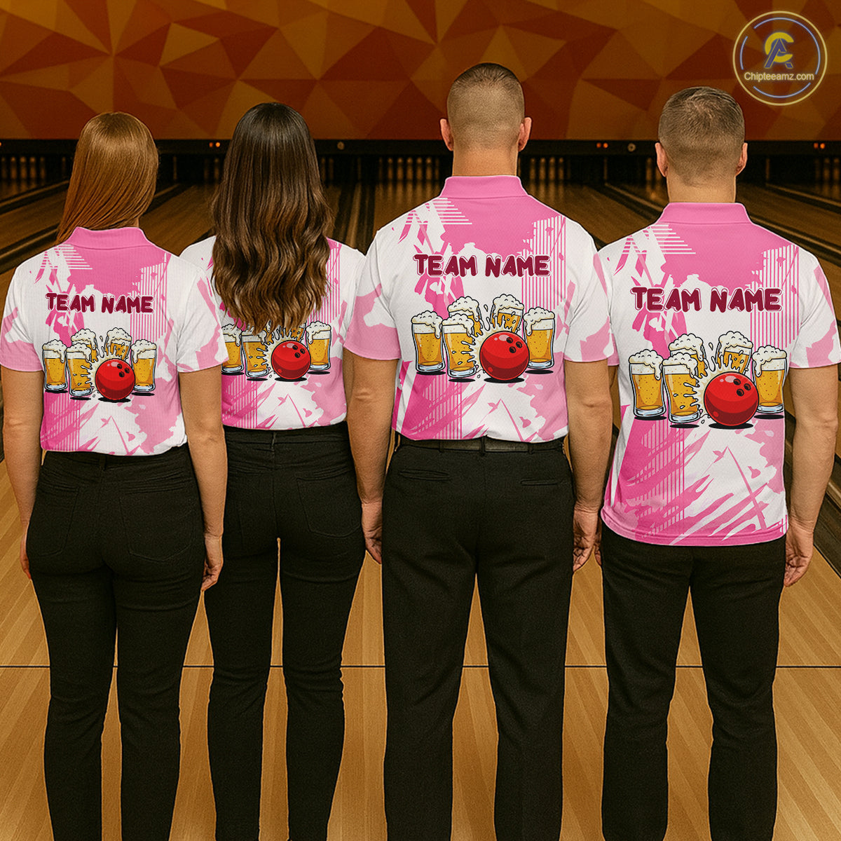 Beer Bowling Shirts Hot Pink for Team Women Men Custom Bowling Polo & 1/4 Zip Shirt MBL245