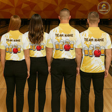 Load image into Gallery viewer, Beer Bowling Shirts Yellow for Team Women Men Custom Bowling Polo &amp; 1/4 Zip Shirt MBL245