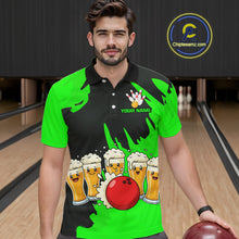 Load image into Gallery viewer, Funny Beer Bowling Shirts Green for Women Men Team Bowling Polo &amp; 1/4 Zip Shirts MBL251