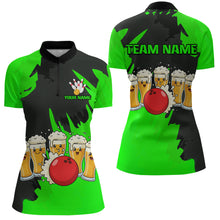 Load image into Gallery viewer, Funny Beer Bowling Shirts Green for Women Men Team Bowling Polo &amp; 1/4 Zip Shirts MBL251