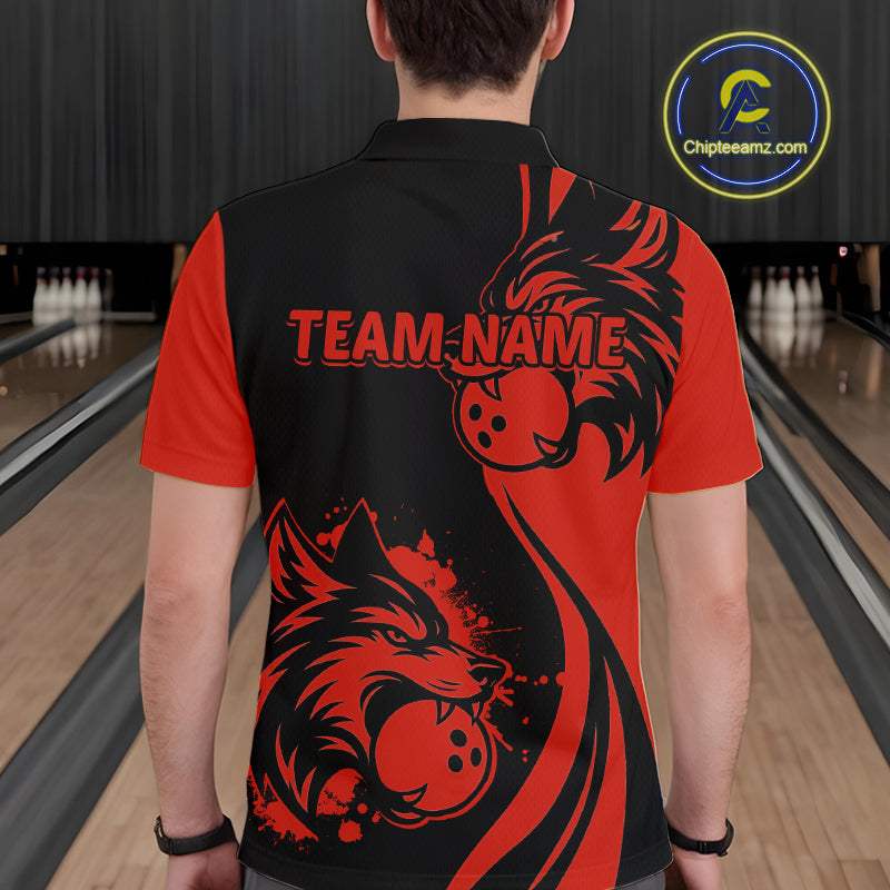 Red Wolf Bowling Shirts for Team Men Women Custom Wolf Bowling Jerseys for Couples MBL197