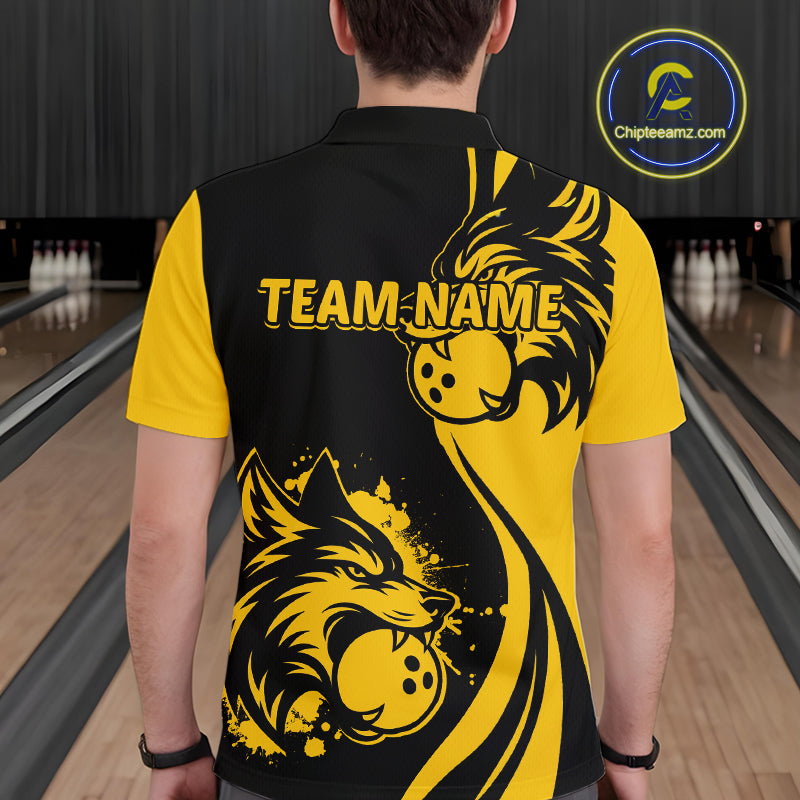Yellow Wolf Bowling Shirts for Team Men Women Custom Wolf Bowling Jerseys for Couples MBL197