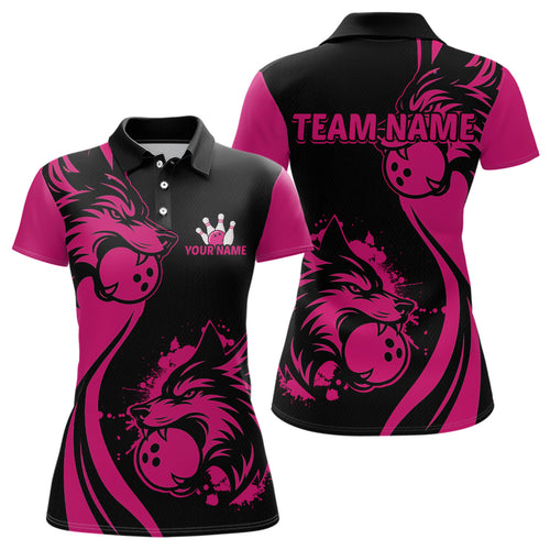 Pink Wolf Bowling Shirts for Team Men Women Custom Wolf Bowling Jerseys for Couples MBL197