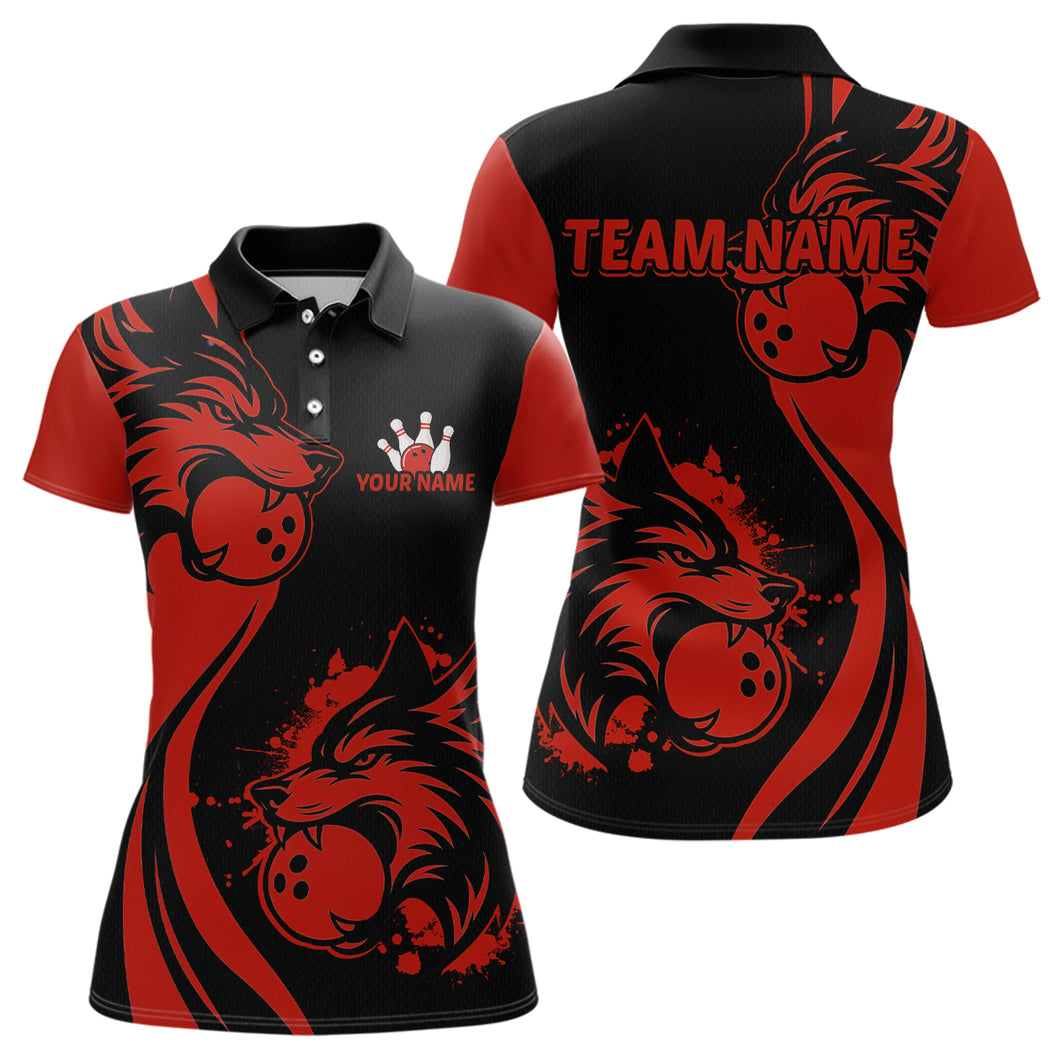 Red Wolf Bowling Shirts for Team Men Women Custom Wolf Bowling Jerseys for Couples MBL197
